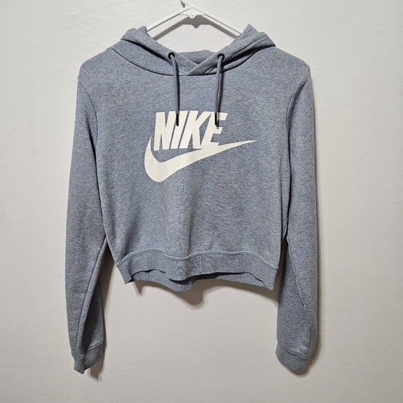 Nike Tops - Nike Cropped Hoodie Womens Size Small Pullover Heather Blue Swoosh Logo Crop B2